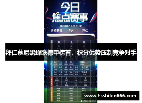 拜仁慕尼黑蝉联德甲榜首，积分优势压制竞争对手
